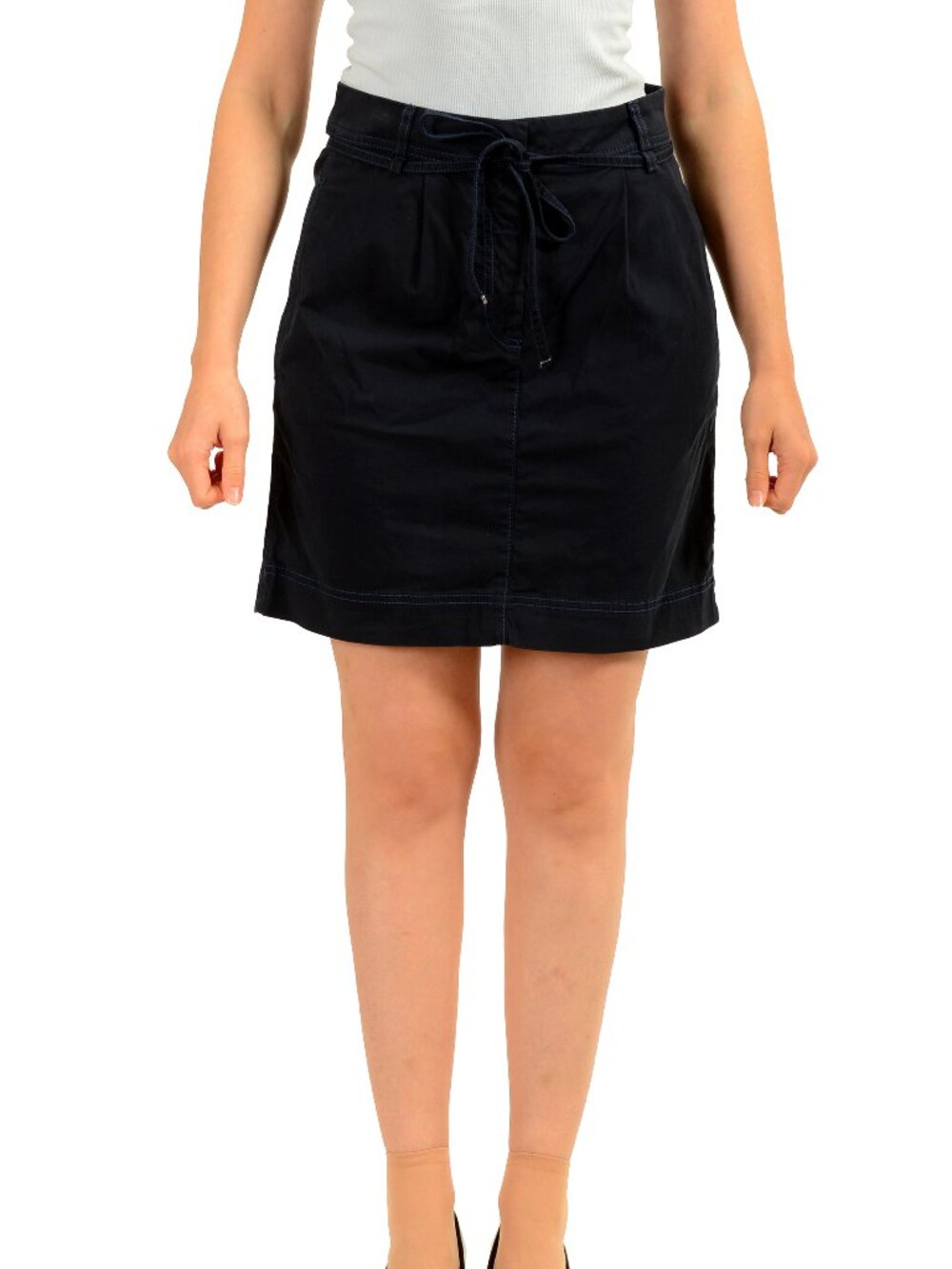 Hugo Boss Women's "C_Varachite-D" Navy Straight Mini Skirt US 4 IT 40